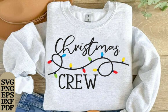 Christmas Crew Svg & Lights for T-Shirt Designs and Graphics