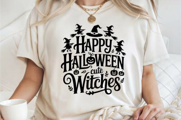 Happy Halloween Cute Witches Tee SVG PNG Graphics