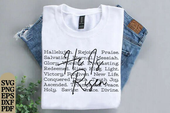He Is Risen Words Png Svg Graphics for T-Shirt Designs