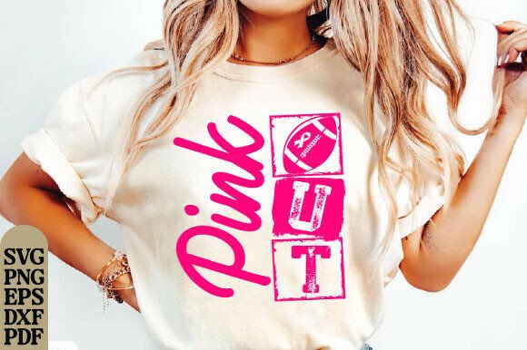 Pink Out Football Svg Png, Breast Cancer Graphics and T-Shirt Designs