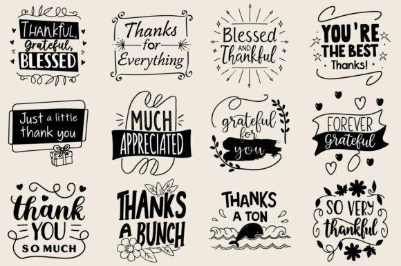 Thank You SVG PNG Bundle: Graphics for Print Templates