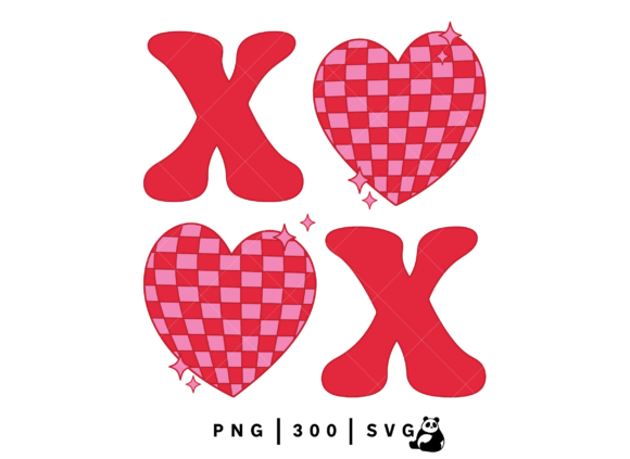 Valentine XO Hearts Png Svg for Graphics and Illustrations